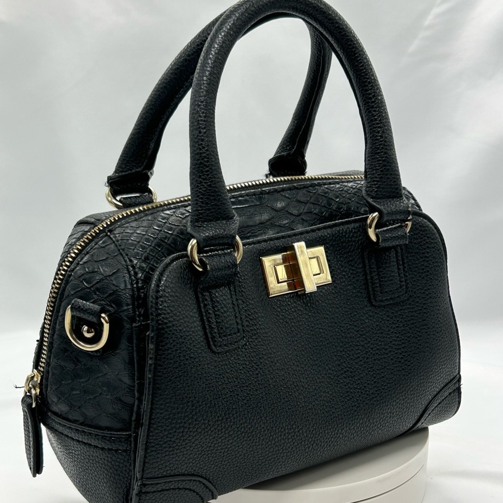 ALDO Chic Black Satchel with Gold Accents